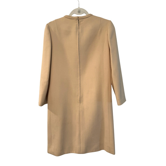 Vintage 60s Mod Wool Shift S Dress Abe Schrader Nicholas Ungár Minimalist Beige - Picture 2 of 8